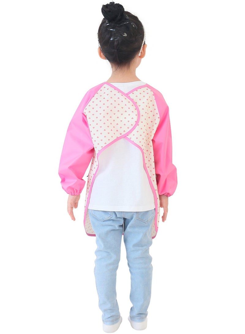 Plie Kids Painting Apron â€“ Waterproof Long Sleeve Art Smock for Toddlers & Preschoolers, Messy Play, Baking, Crafts, Cooking, Sensory Activities (Ages 1â€“10), Pink Heart Dot (27-S) - Image 3